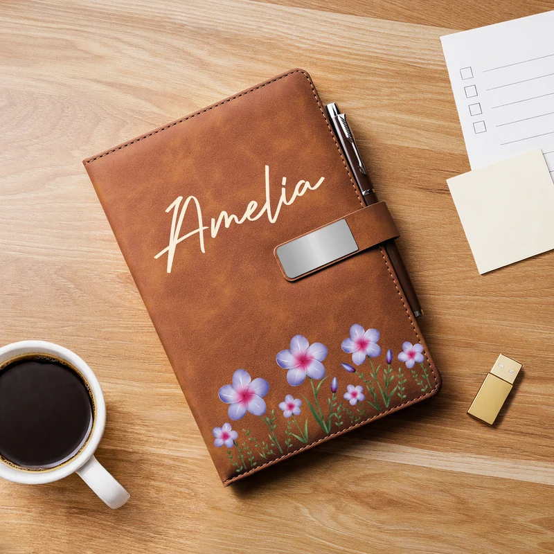Name + Gartenblumen - Personalisierte Geschenke Für Frauen | Notizbuch Mit Stift