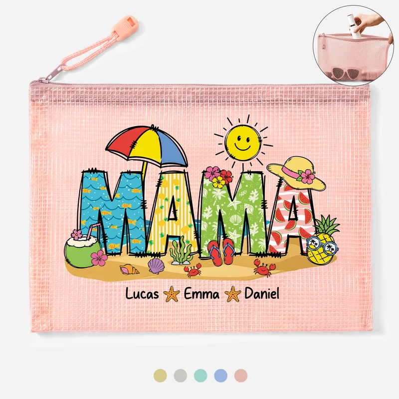 Oma Mama Mit Kindernamen - Personalisiertes Geschenk | Dokumententasche Mit Reißverschluss Seesterne