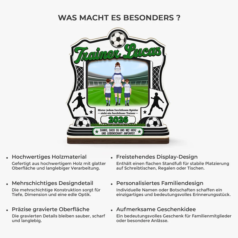 Hinter Jedem Furchtlosen Spieler Steht Ein Furchtloser Trainer Fußball - Personalisierte Geschenke Foto | Holzaufsteller Mit Standfuß
