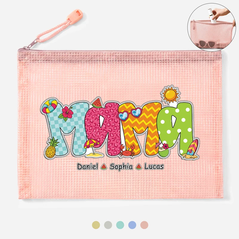 Oma Mama Mit Kindernamen - Personalisiertes Geschenk | Dokumententasche Mit Reißverschluss Kokosnuss