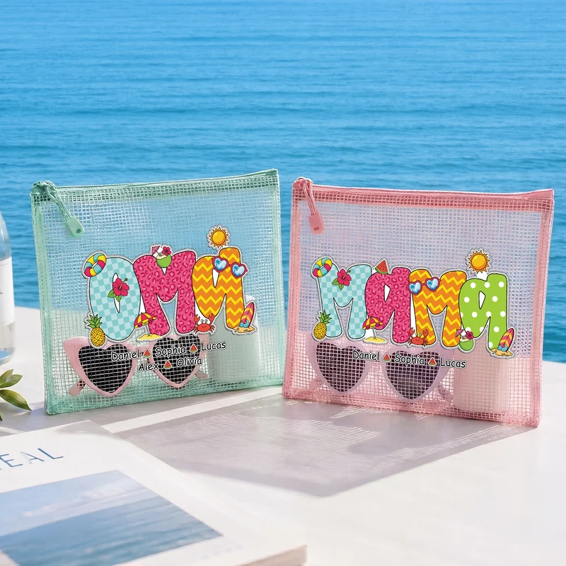 Oma Mama Mit Kindernamen - Personalisiertes Geschenk | Dokumententasche Mit Reißverschluss Kokosnuss