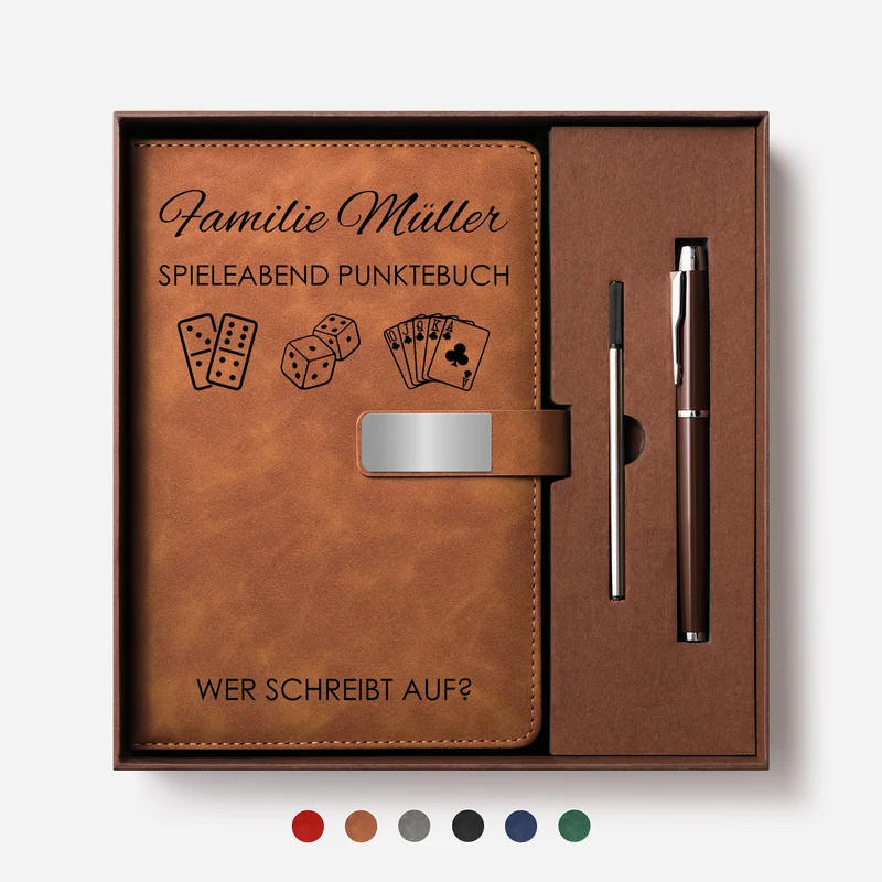 Spieleabend Punktebuch - Personalisierte Geschenke Familie | Notizbuch Mit Stift Game