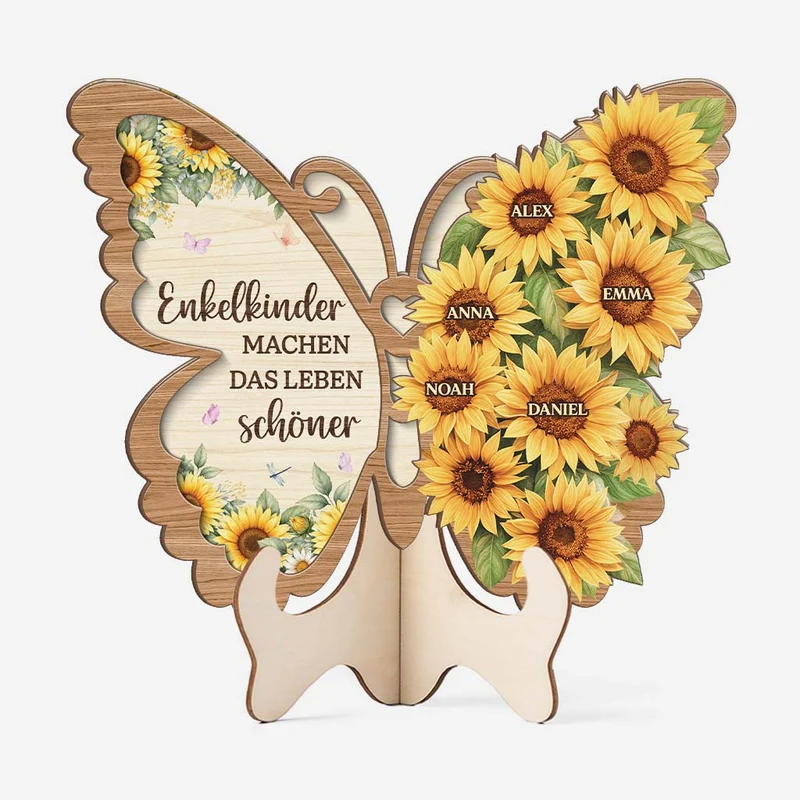 Enkelkinder Machen Das Leben Schönner - Personalisiertes Geschenk | Holzaufsteller Oma Mama