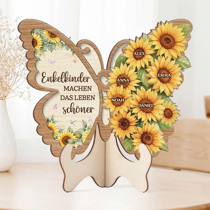 Enkelkinder Machen Das Leben Schönner - Personalisiertes Geschenk | Holzaufsteller Oma Mama