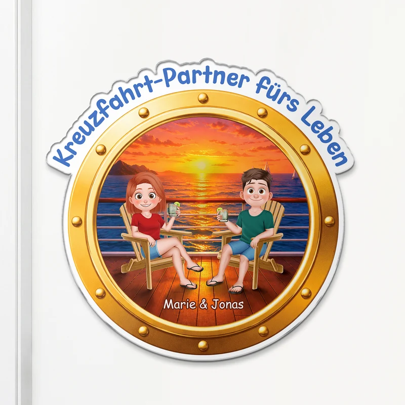 Kreuzfahrt-Partner Fürs Leben - Personalisierte Paar Geschenke | Acryl Magnet Bullauge
