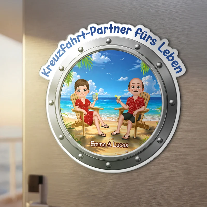 Kreuzfahrt-Partner Fürs Leben - Personalisierte Paar Geschenke | Acryl Magnet Bullauge