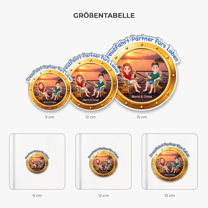 Kreuzfahrt-Partner Fürs Leben - Personalisierte Paar Geschenke | Acryl Magnet Bullauge