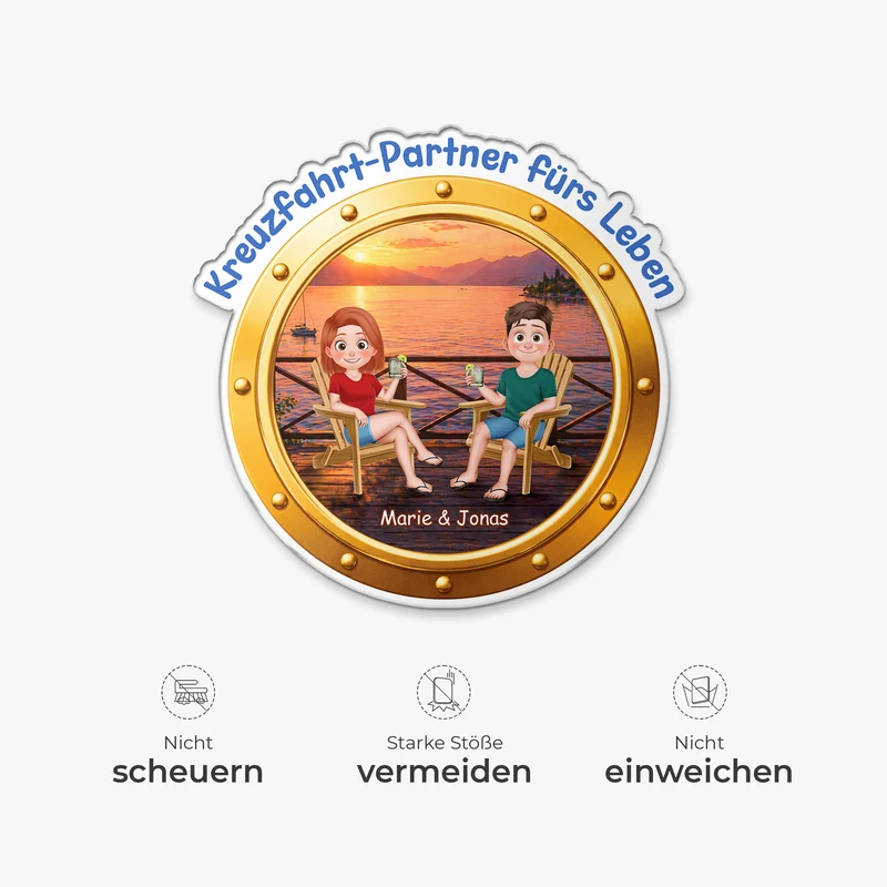 Kreuzfahrt-Partner Fürs Leben - Personalisierte Paar Geschenke | Acryl Magnet Bullauge