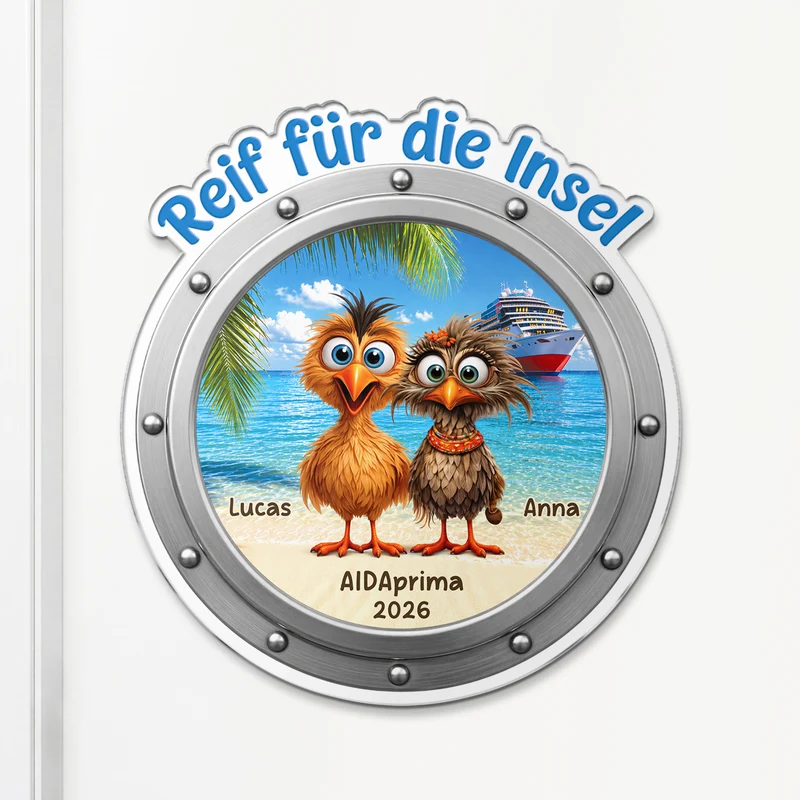 Meerweh - Personalisierte Geschenke Paar | Acryl Magnet Bullauge
