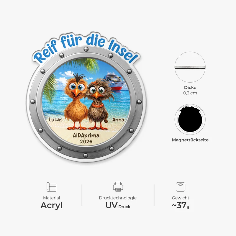 Meerweh - Personalisierte Geschenke Paar | Acryl Magnet Bullauge