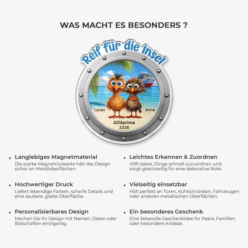 Meerweh - Personalisierte Geschenke Paar | Acryl Magnet Bullauge