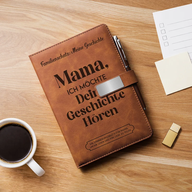 Ich Möchte Deine Geschichte Hören - Personalisiertes Geschenk | Notizbuch Mit Stift Papa Mama Oma Opa