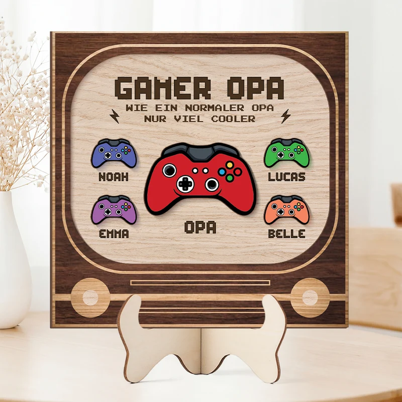 Gamer Papa - Personalisiertes Geschenk | Holzaufsteller Papa Opa