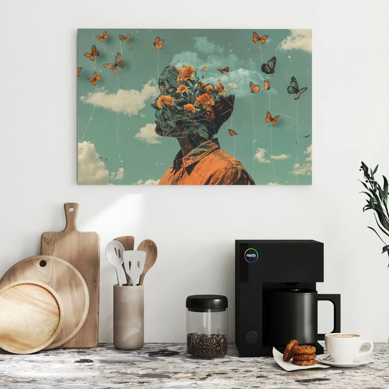 Metall Magnettafel - Kopf voller Blumen