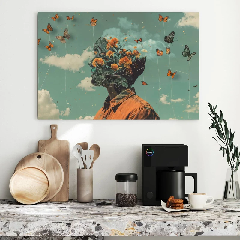 Metall Magnettafel - Kopf voller Blumen