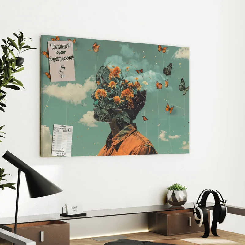 Metall Magnettafel - Kopf voller Blumen