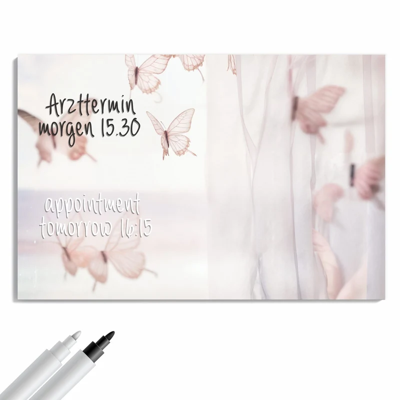 Metall Magnettafel - Schmetterlinge am Meer