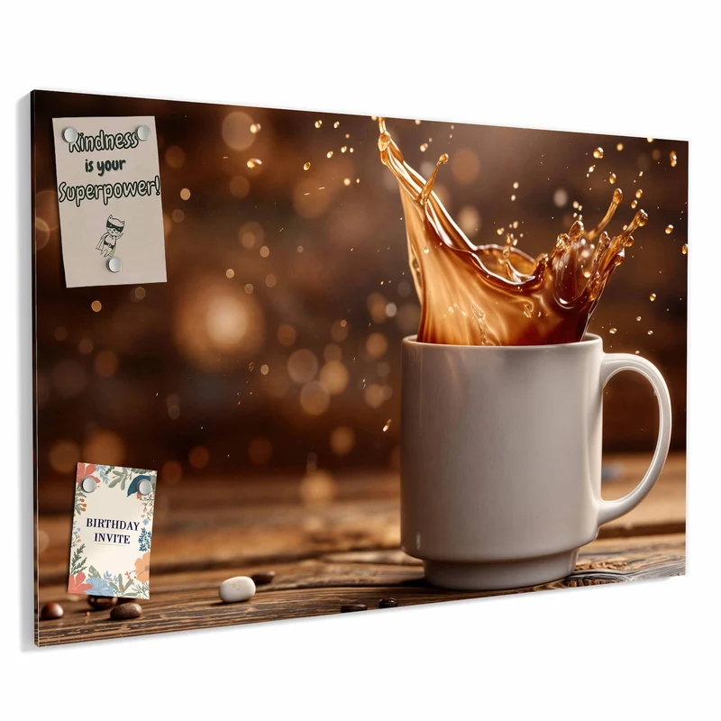 Metall Magnettafel - Goldene Kaffeewelle