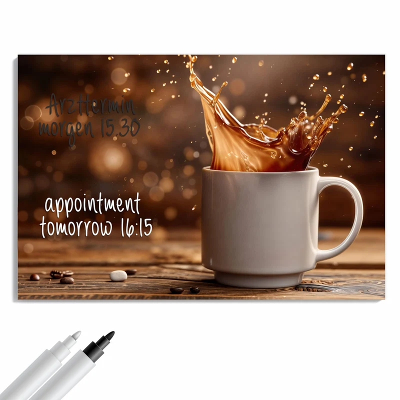 Metall Magnettafel - Goldene Kaffeewelle
