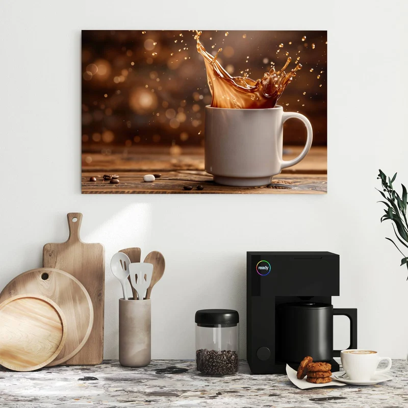 Metall Magnettafel - Goldene Kaffeewelle