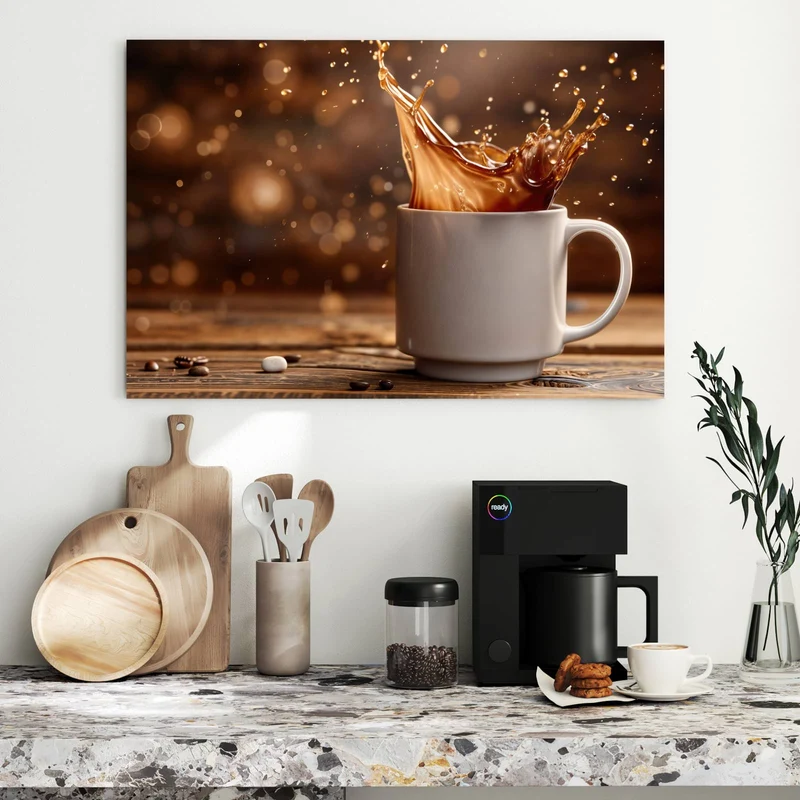 Metall Magnettafel - Goldene Kaffeewelle