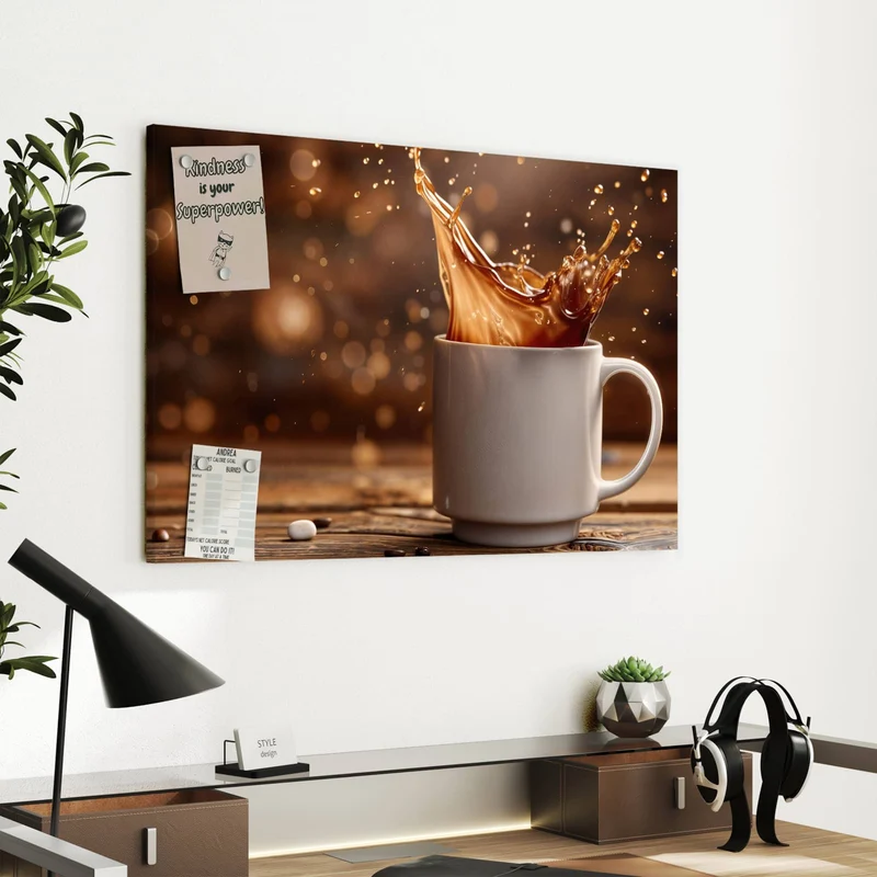 Metall Magnettafel - Goldene Kaffeewelle