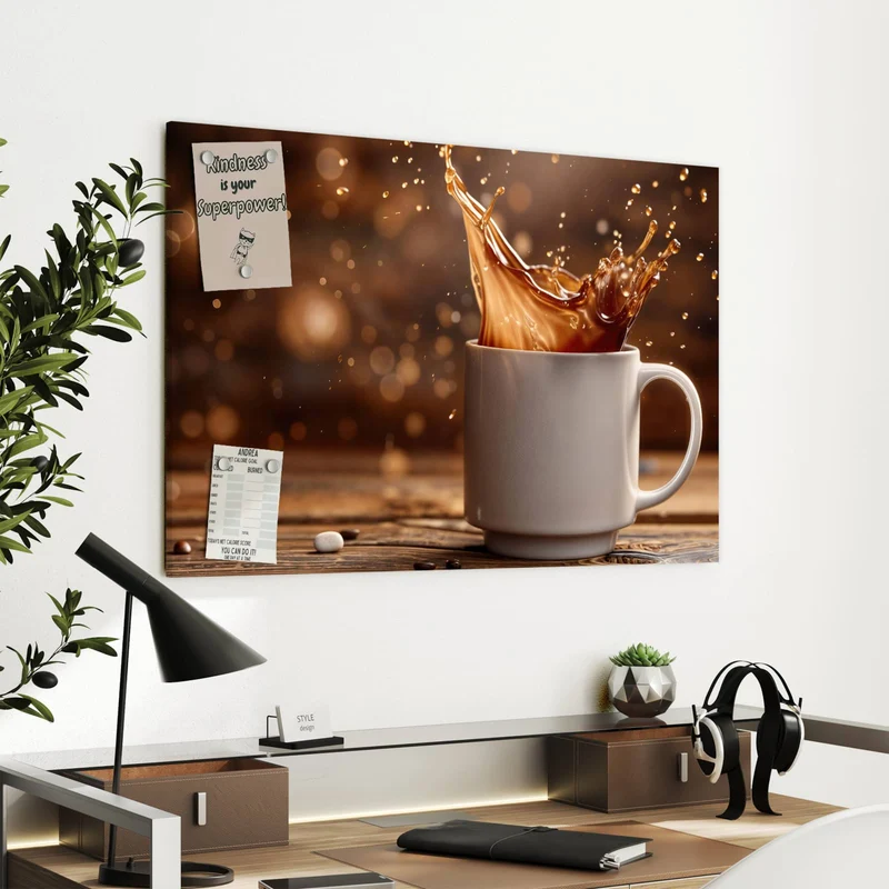 Metall Magnettafel - Goldene Kaffeewelle