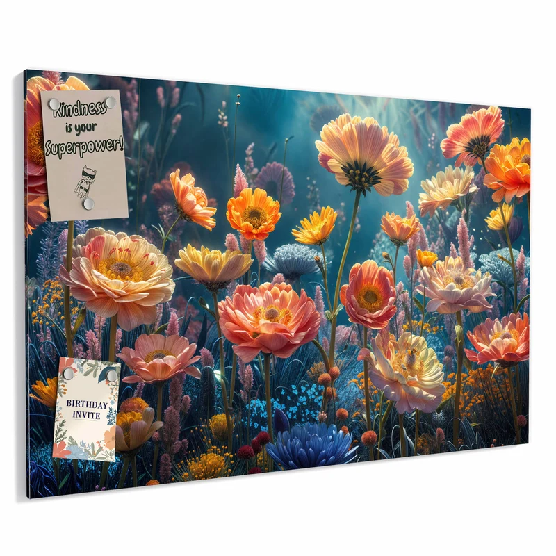 Metall Magnettafel - Bunte Blütenwiese