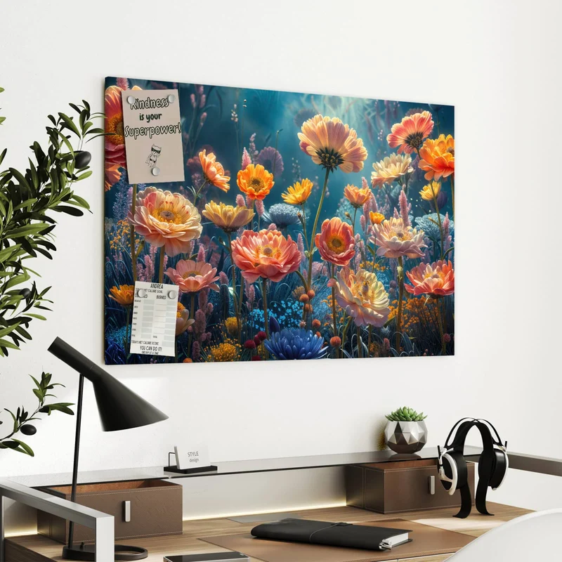 Metall Magnettafel - Bunte Blütenwiese