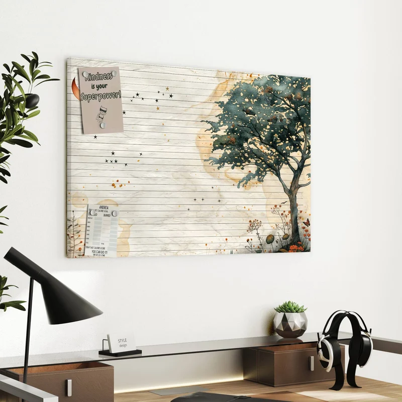 Metall Magnettafel - Baum auf Papier