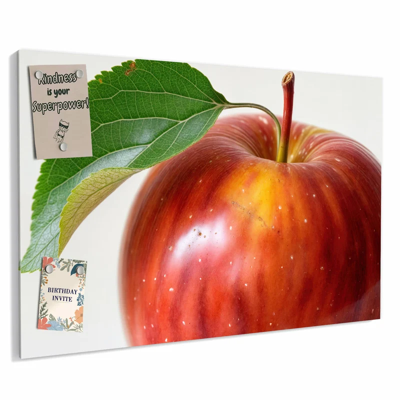 Metall Magnettafel - Roter Apfel mit Blatt