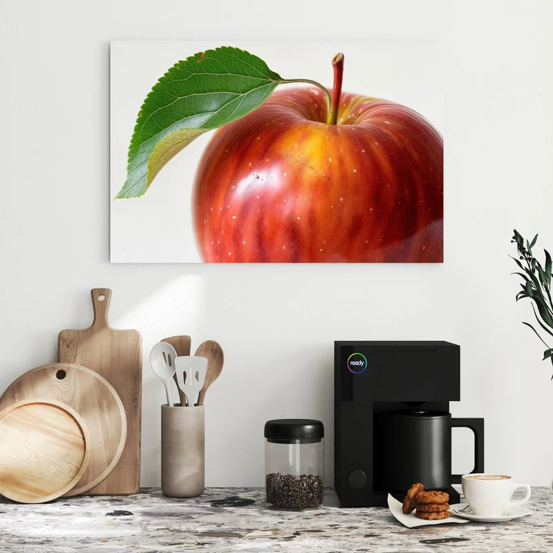 Metall Magnettafel - Roter Apfel mit Blatt