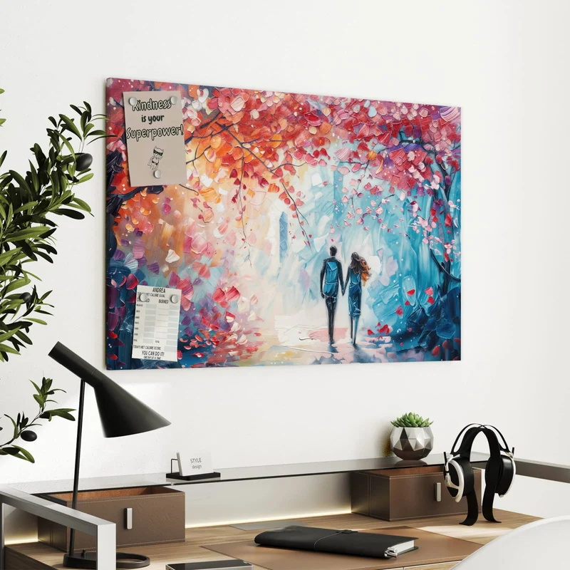 Metall Magnettafel - Paar unter rotem Baum