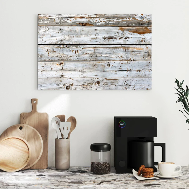 Metall Magnettafel - Weiße Holzpatina