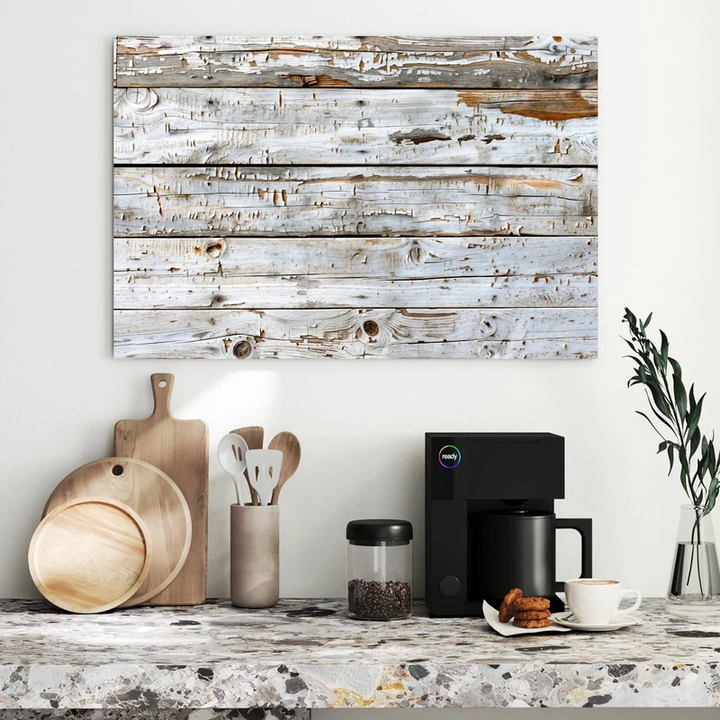 Metall Magnettafel - Weiße Holzpatina