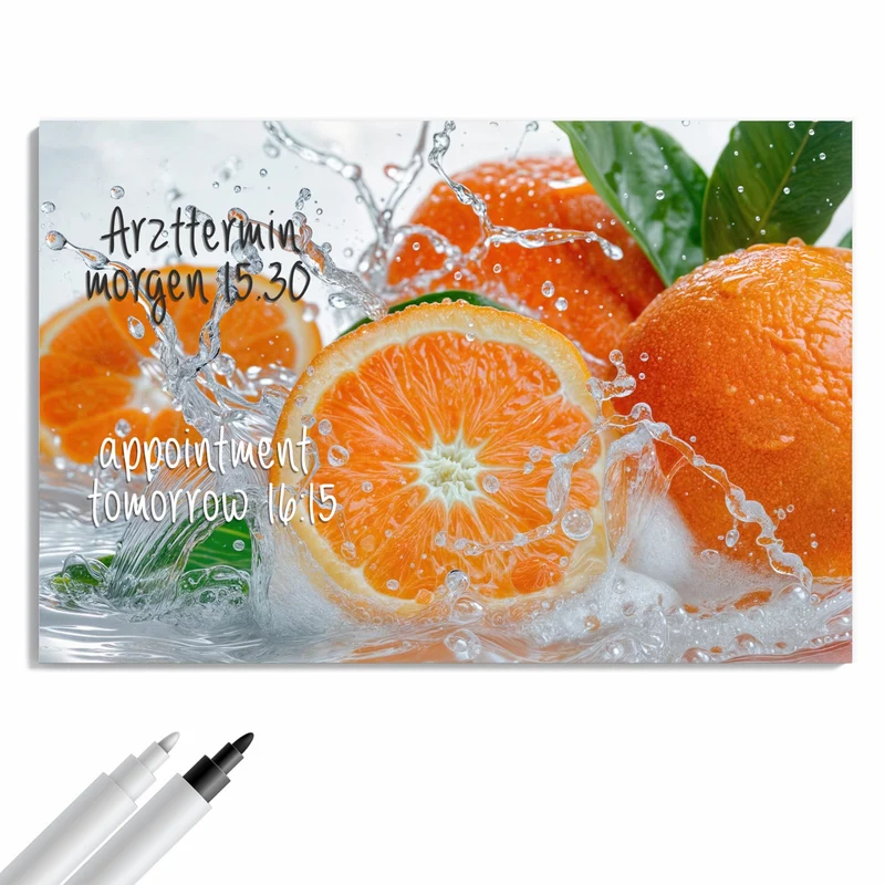 Metall Magnettafel - Orangen im Wasser