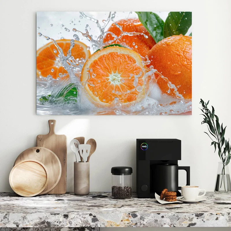 Metall Magnettafel - Orangen im Wasser