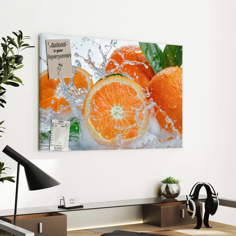 Metall Magnettafel - Orangen im Wasser