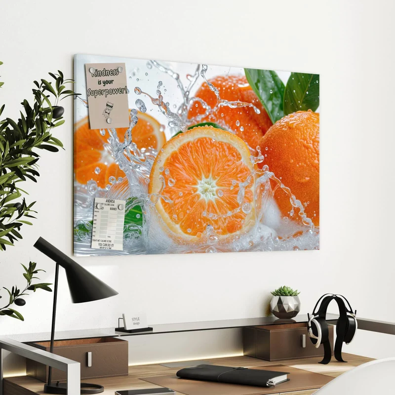 Metall Magnettafel - Orangen im Wasser