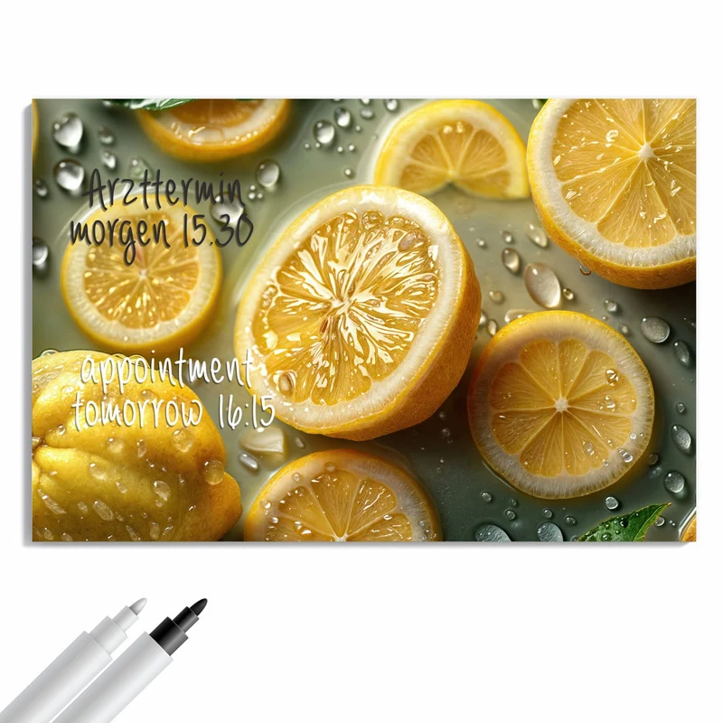 Metall Magnettafel - Zitronenfrische