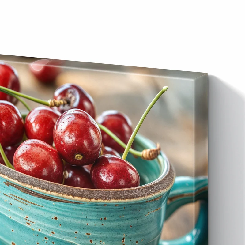 Metall Magnettafel - Tasse mit Kirschen
