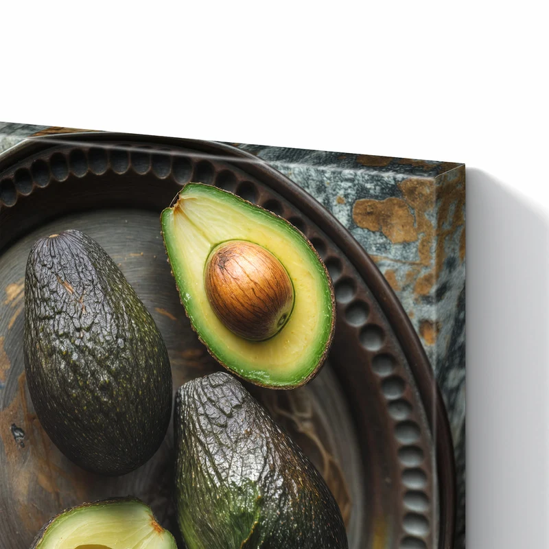 Metall Magnettafel - Avocados auf Zinnteller