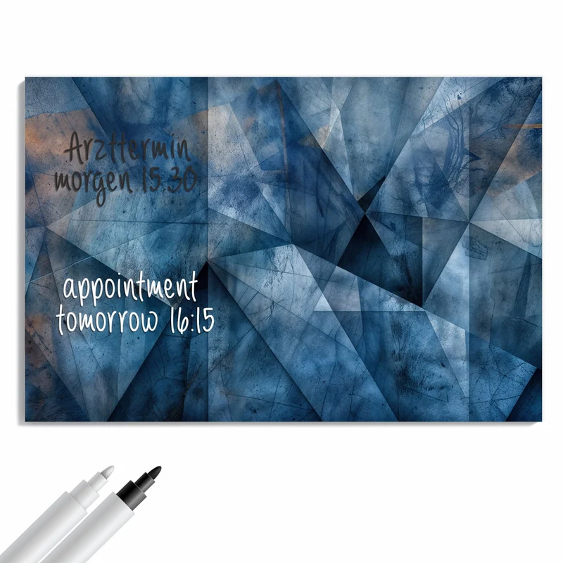 Metall Magnettafel - Blaue Facetten