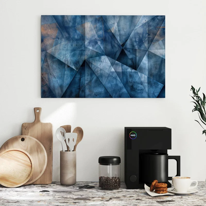 Metall Magnettafel - Blaue Facetten