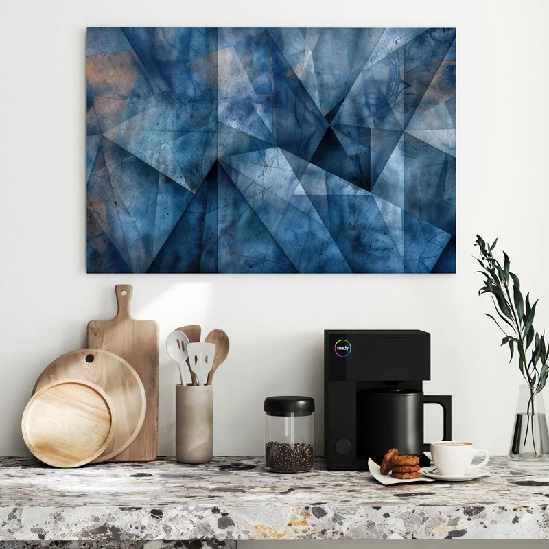 Metall Magnettafel - Blaue Facetten