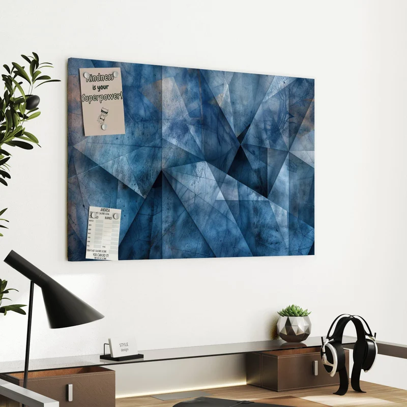 Metall Magnettafel - Blaue Facetten