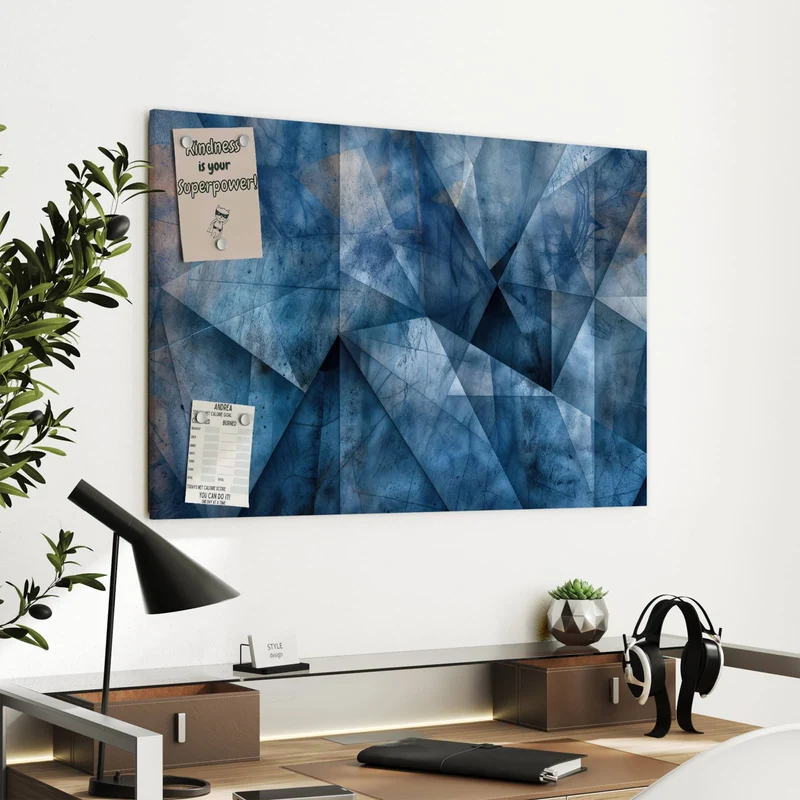 Metall Magnettafel - Blaue Facetten