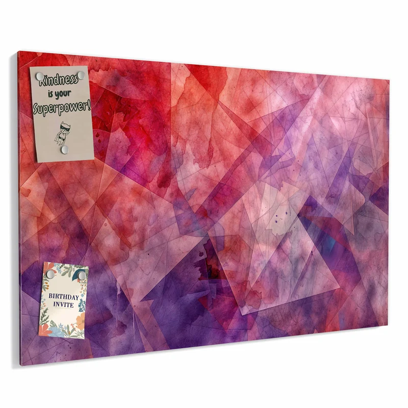 Metall Magnettafel - Rote Aquarellpolygone