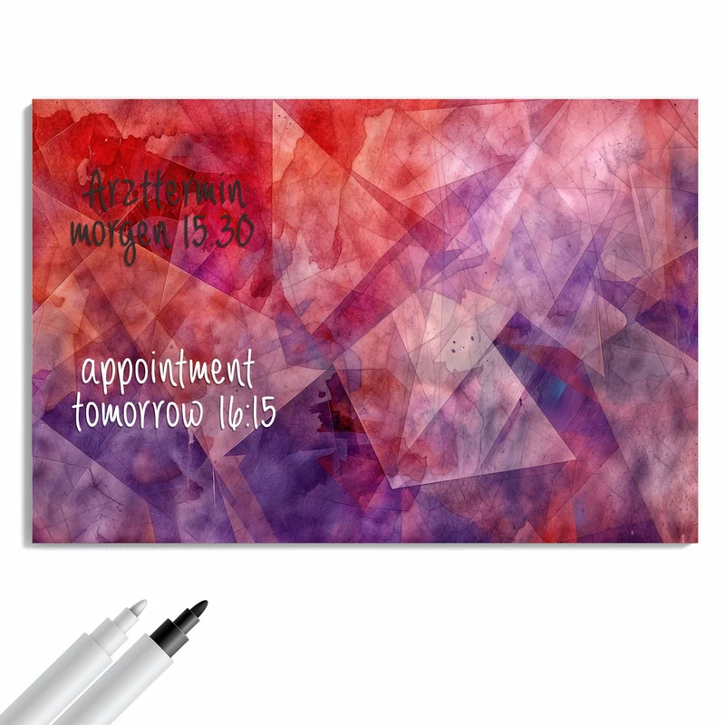 Metall Magnettafel - Rote Aquarellpolygone