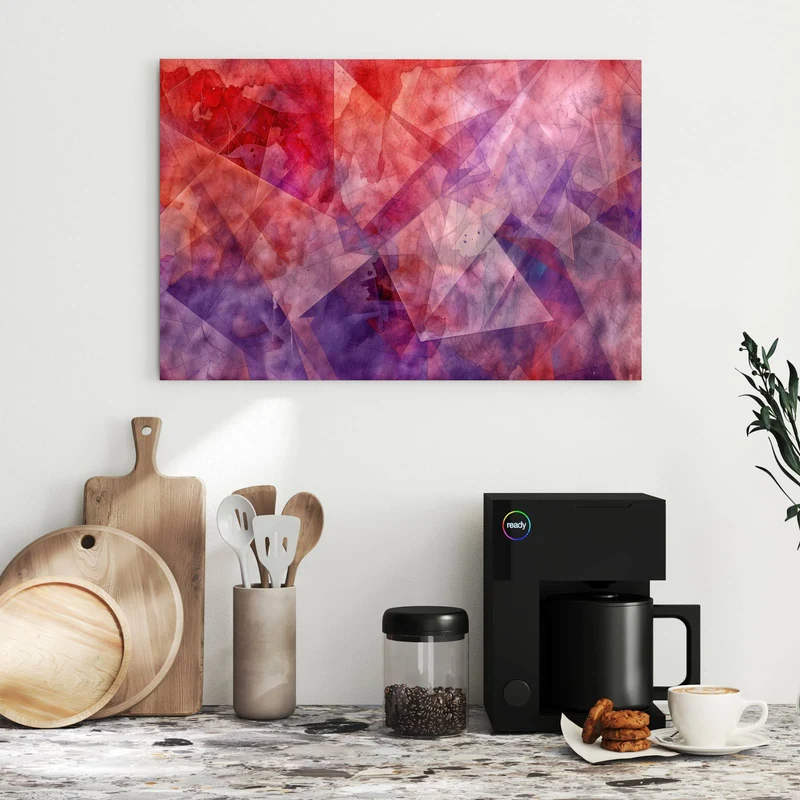 Metall Magnettafel - Rote Aquarellpolygone